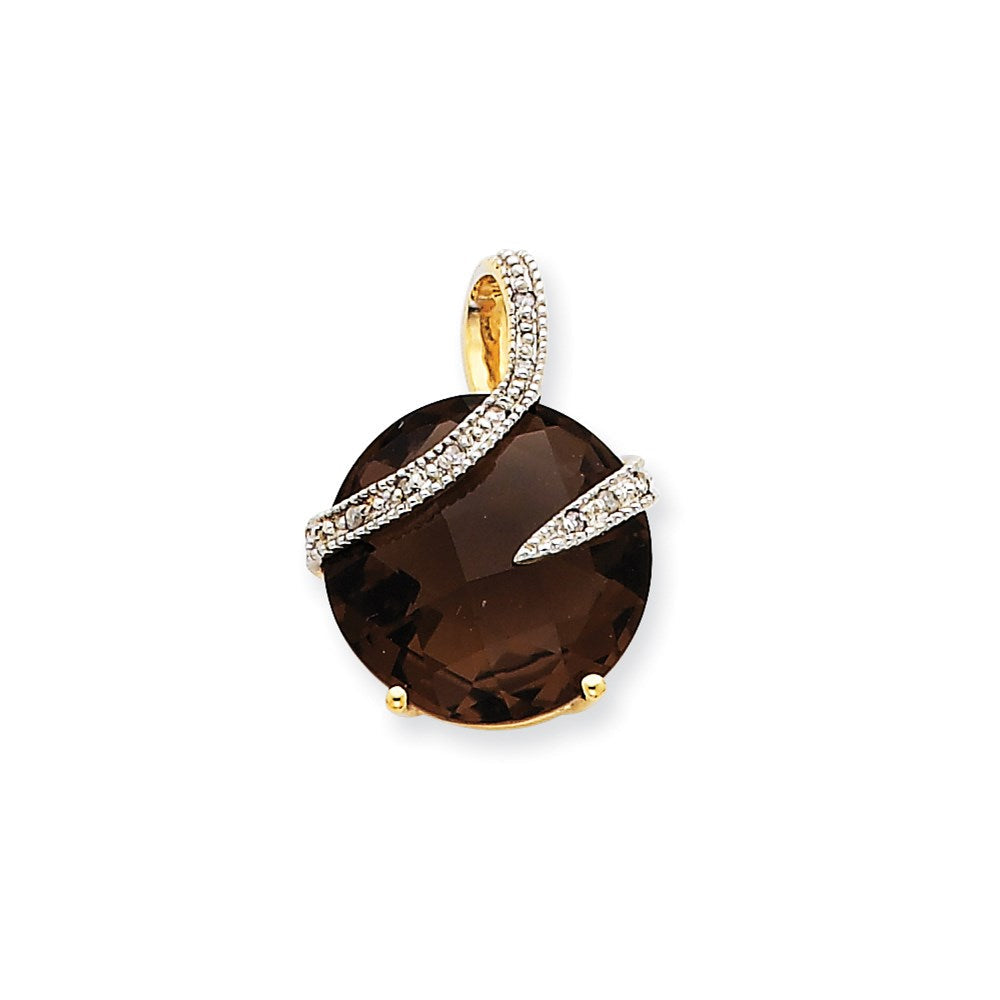 14K Gelbgold Rauchquarz- und Diamant-Anhänger