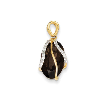 14K Gelbgold Rauchquarz- und Echt-Diamant-Anhänger