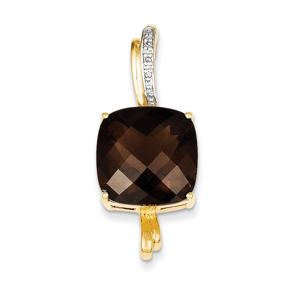 14K Gelbgold Anhänger mit Rauchquarz und echten Diamanten