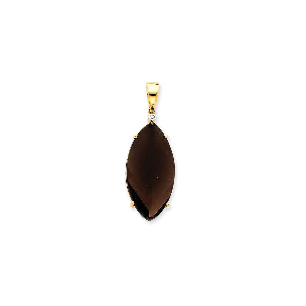 14K Gelbgold Rauchquarz- und Diamant-Anhänger