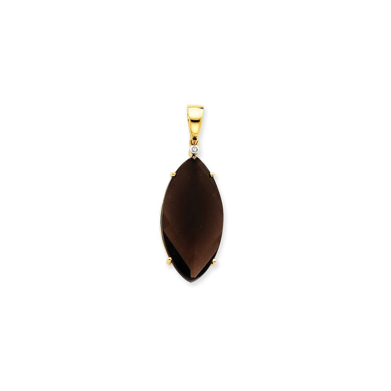 14K Gelbgold Rauchquarz- und Diamant-Anhänger