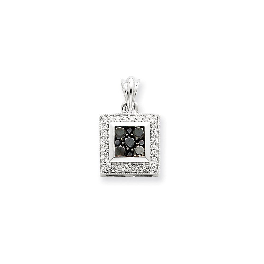 14K Weißgold Anhänger mit echtem schwarzem Diamant