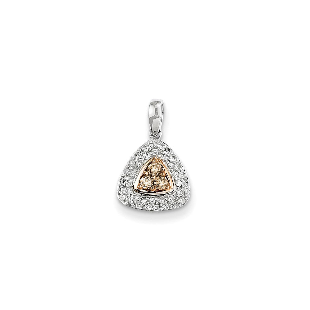 14K Weißgold Anhänger mit Champagner- und Weißen Echten Diamanten