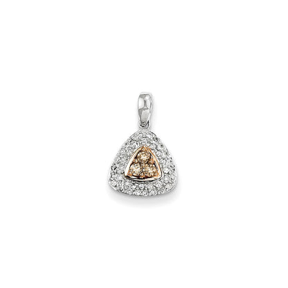 14K Weißgold Anhänger mit Champagner- und Weißen Echten Diamanten
