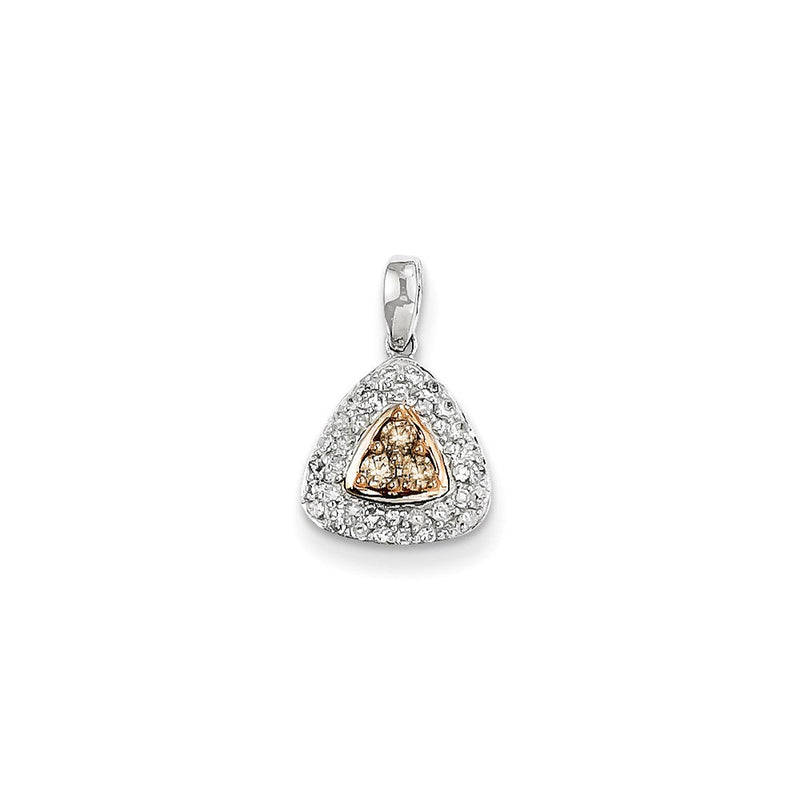14K Weißgold Anhänger mit Champagner- und Weißen Echten Diamanten