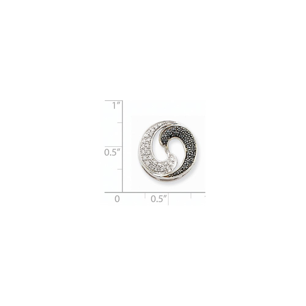 14K Weißgold Anhänger mit schwarzen und weißen echten Diamanten, inkl. Kette