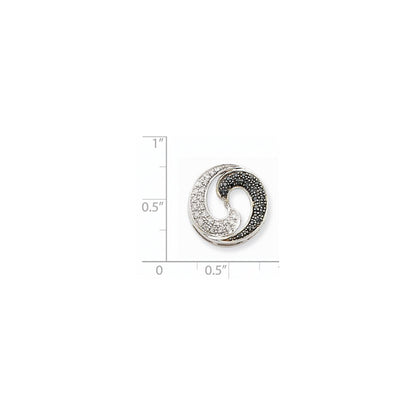 14K Weißgold Anhänger mit schwarzen und weißen echten Diamanten, inkl. Kette