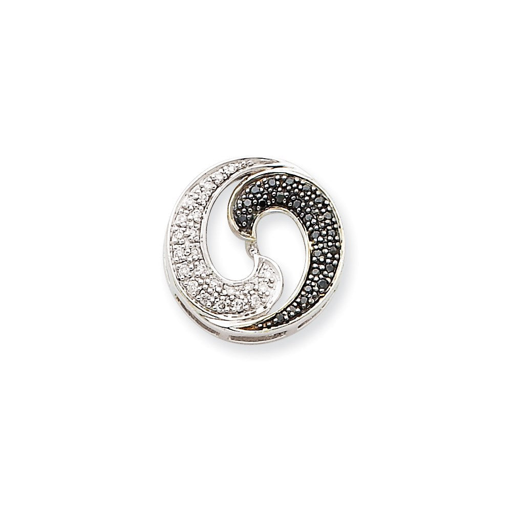 14K Weißgold Anhänger mit schwarzen und weißen echten Diamanten, inkl. Kette