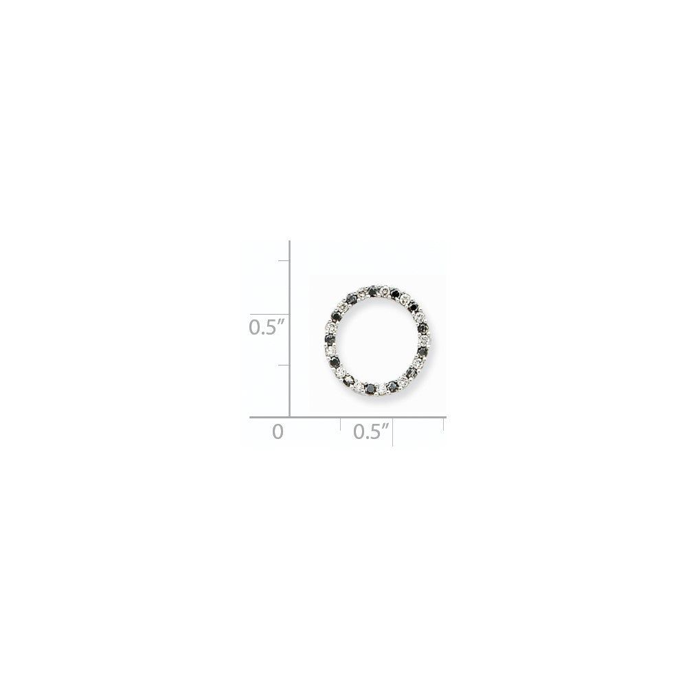 14K Weißgold Anhänger mit schwarzen und weißen echten Diamanten, inkl. Kette