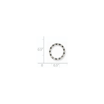 14K Weißgold Anhänger mit schwarzen und weißen echten Diamanten, inkl. Kette
