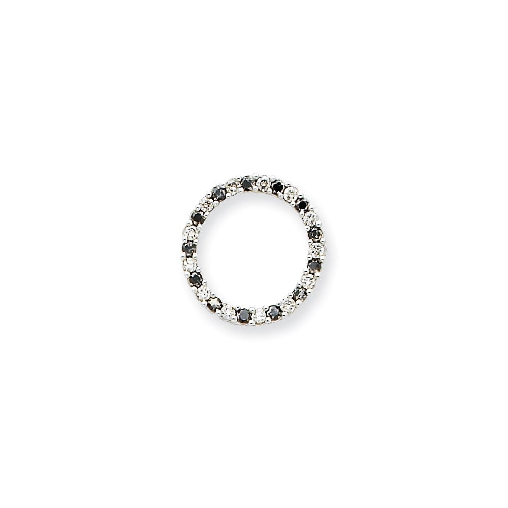 14K Weißgold Anhänger mit schwarzen und weißen echten Diamanten, inkl. Kette