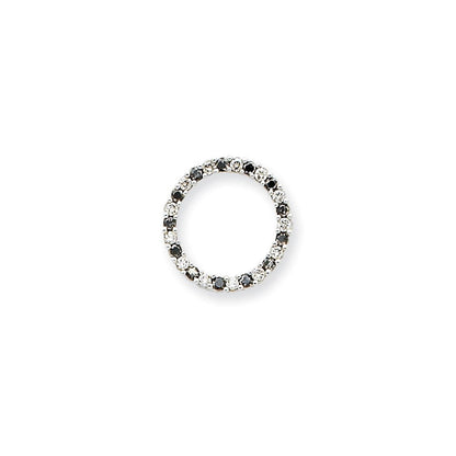 14K Weißgold Anhänger mit schwarzen und weißen echten Diamanten, inkl. Kette