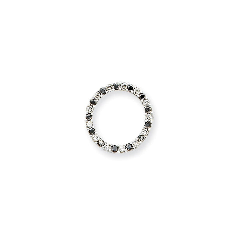 14K Weißgold Anhänger mit schwarzen und weißen echten Diamanten, inkl. Kette