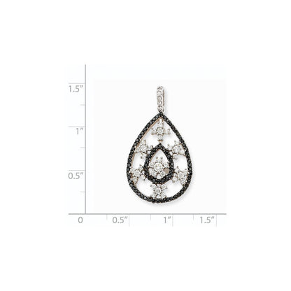 14K Weißgold Anhänger mit weißen und schwarzen echten Diamanten