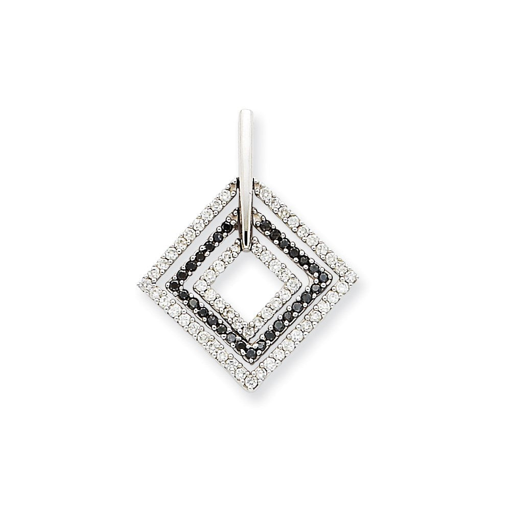 14K Weißgold Anhänger mit echten schwarzen und weißen Diamanten
