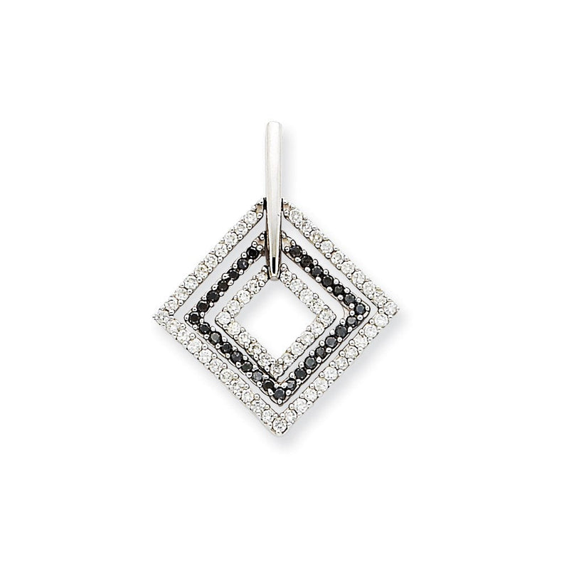 14K Weißgold Anhänger mit echten schwarzen und weißen Diamanten
