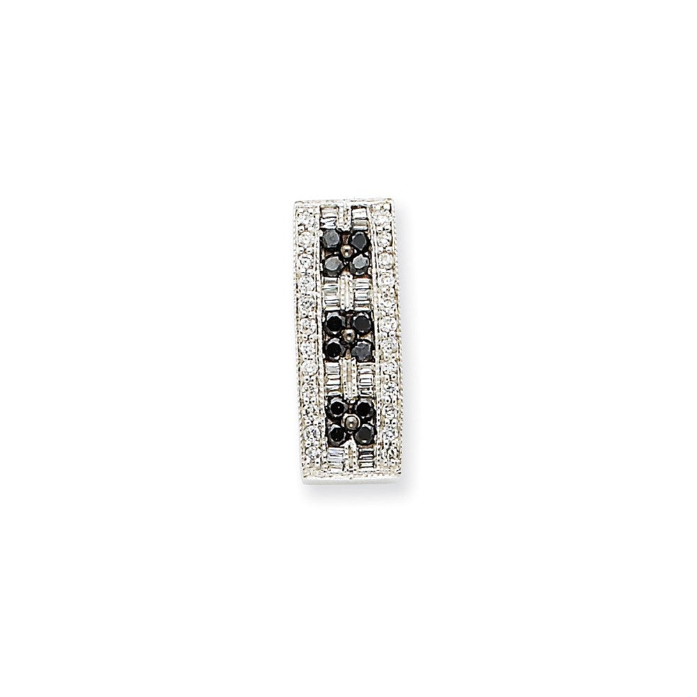 14K Weißgold & Rhodium Anhänger mit schwarzen & weißen echten Diamanten
