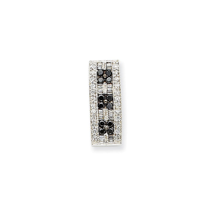 14K Weißgold & Rhodium Anhänger mit schwarzen & weißen echten Diamanten