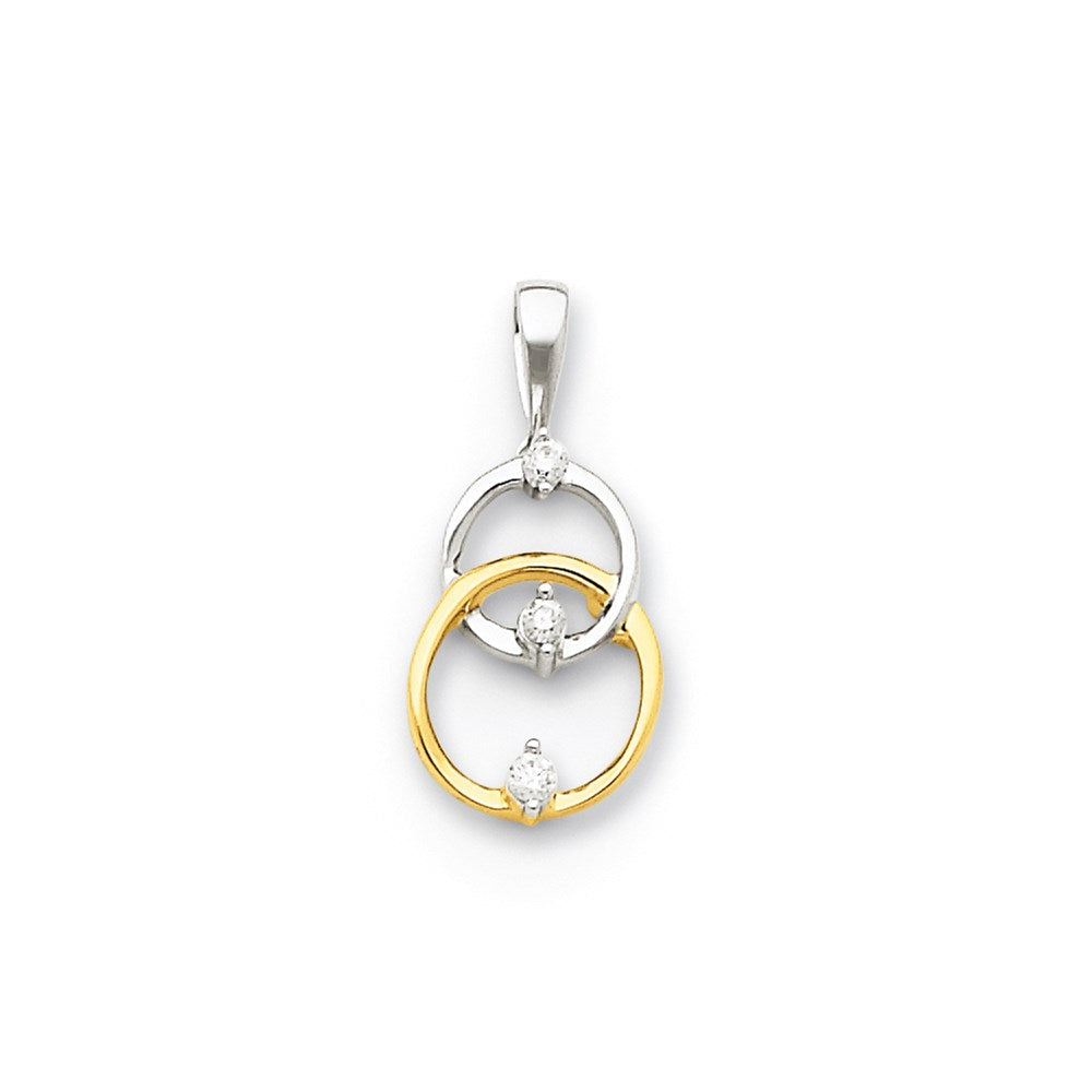 14K Bicolor-Gold Kreis-Anhänger mit echten Diamanten