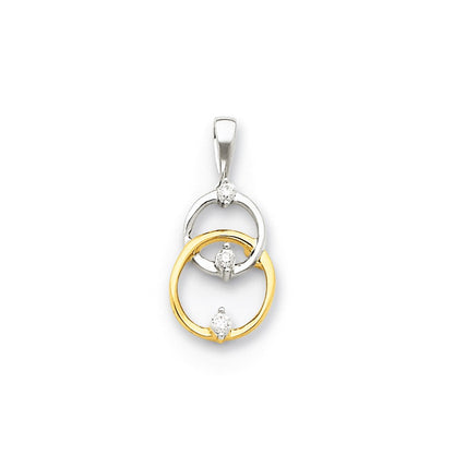 14K Bicolor-Gold Kreis-Anhänger mit echten Diamanten
