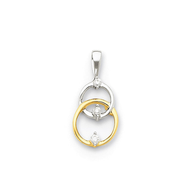14K Bicolor-Gold Kreis-Anhänger mit echten Diamanten