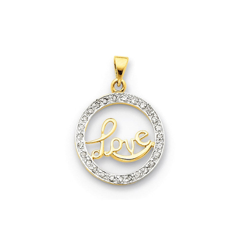 14K Gelbgold Echtdiamant Kreis-Liebe-Anhänger