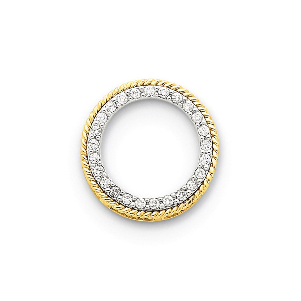 14K Bicolor-Gold Echtdiamant-Kreisanhänger