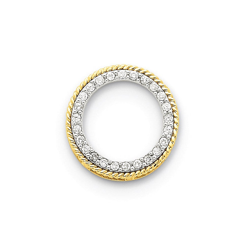 14K Bicolor-Gold Echtdiamant-Kreisanhänger