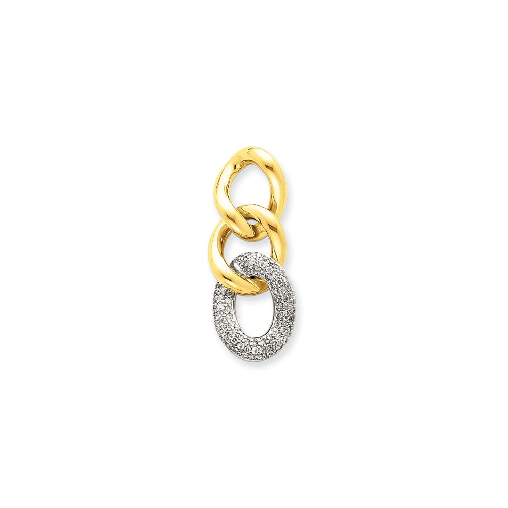 14K Bicolor-Gold Pavé-Echtdiamant-Anhänger
