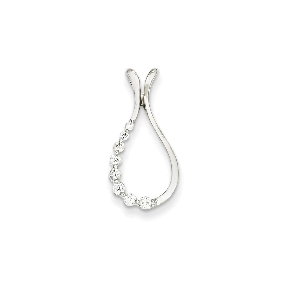 14K Weißgold Tropfen-Anhänger mit echten Diamanten