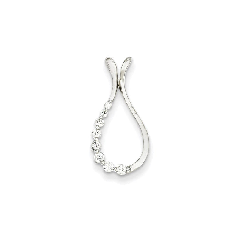 14K Weißgold Tropfen-Anhänger mit echten Diamanten
