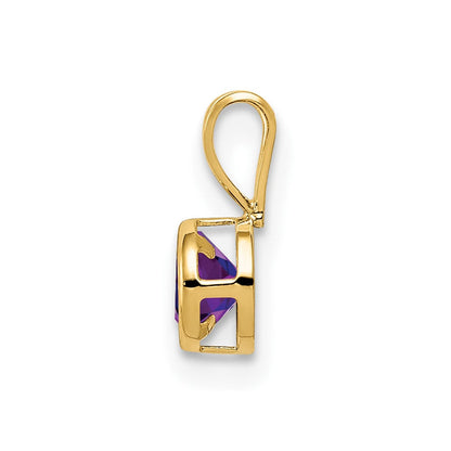 14K Gelbgold 4-mm-Amethyst-Anhänger mit Zargenfassung