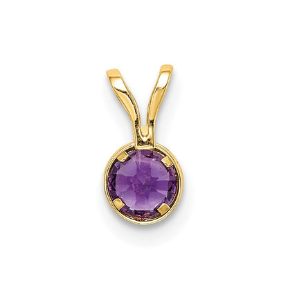 14K Gelbgold 4-mm-Amethyst-Anhänger mit Zargenfassung