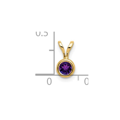 14K Gelbgold 4-mm-Amethyst-Anhänger mit Zargenfassung