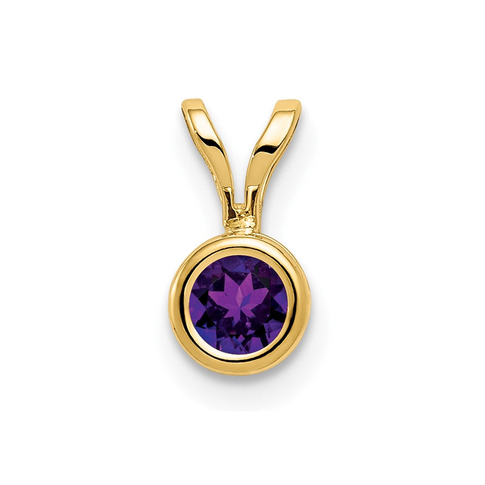 14K Gelbgold 4-mm-Amethyst-Anhänger mit Zargenfassung