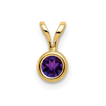 14K Gelbgold 4-mm-Amethyst-Anhänger mit Zargenfassung