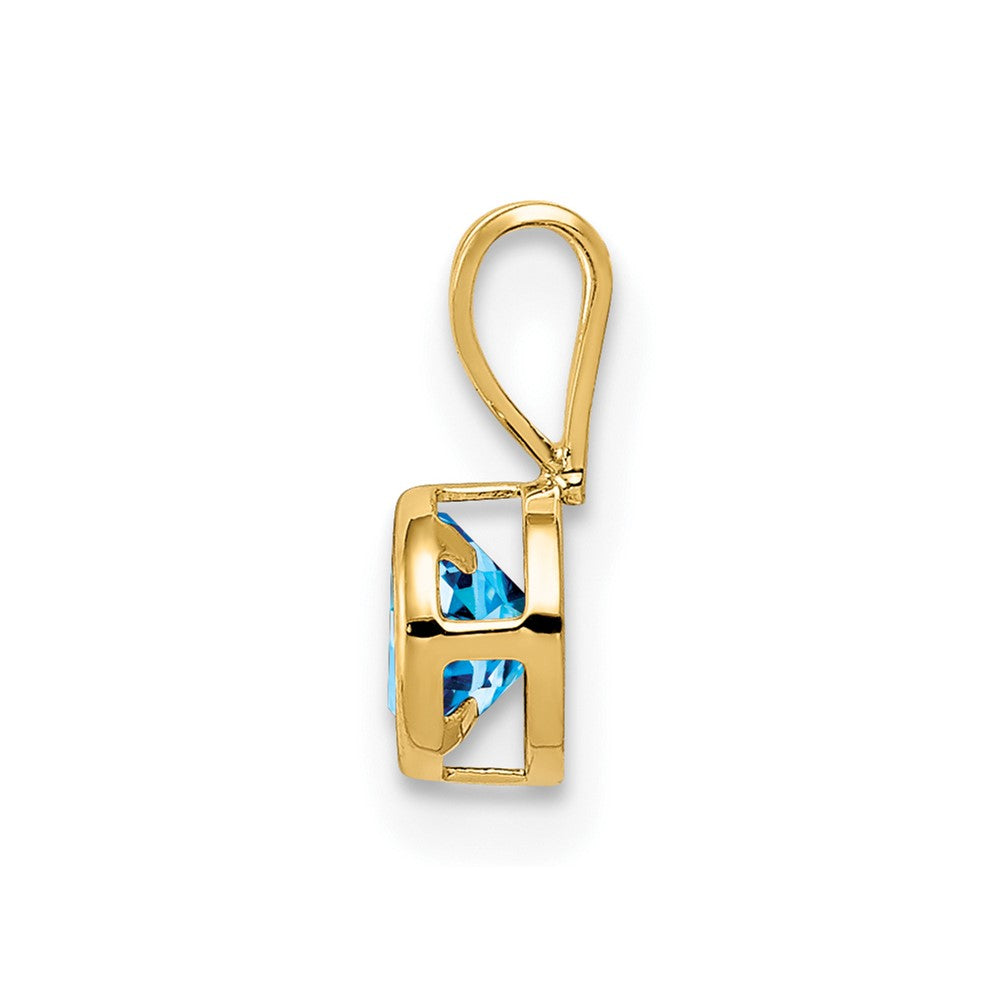 14K Gelbgold 4mm Blautopas Anhänger mit Zargenfassung
