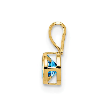 14K Gelbgold 4mm Blautopas Anhänger mit Zargenfassung