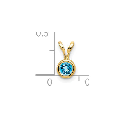 14K Gelbgold 4mm Blautopas Anhänger mit Zargenfassung