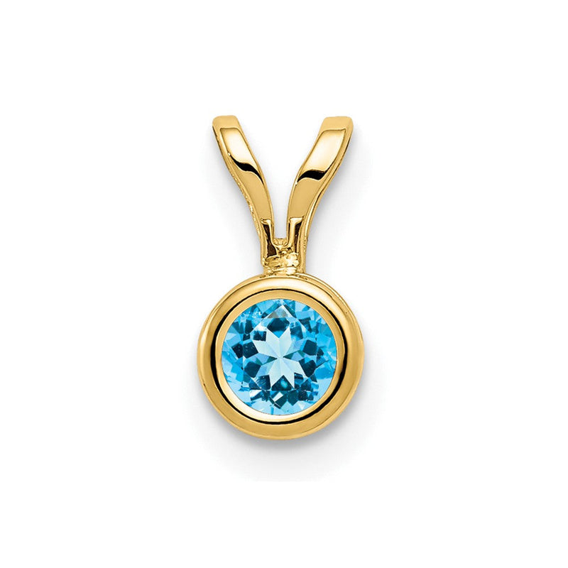 14K Gelbgold 4mm Blautopas Anhänger mit Zargenfassung