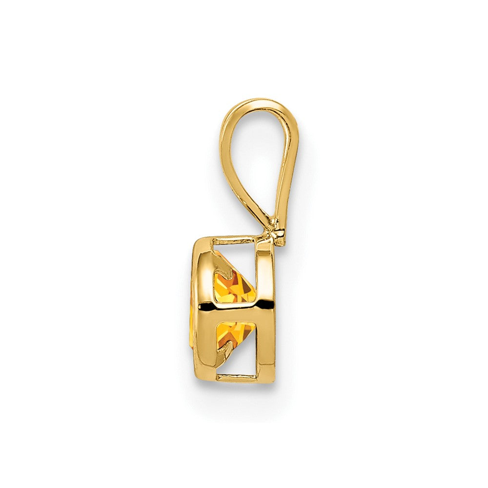 14K Gelbgold Citrin-Anhänger, 4 mm, mit Zargenfassung