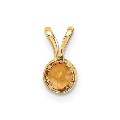14K Gelbgold Citrin-Anhänger, 4 mm, mit Zargenfassung