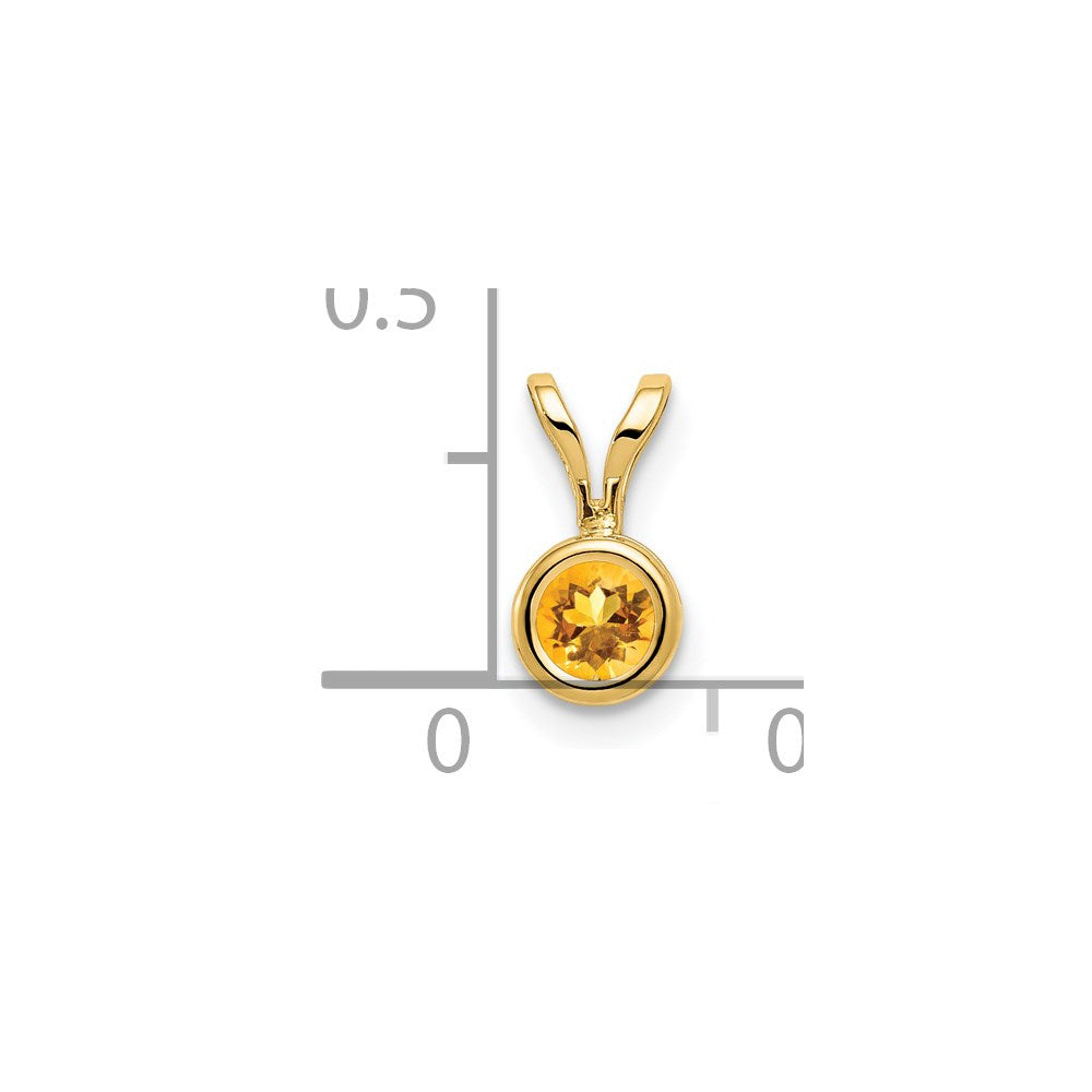 14K Gelbgold Citrin-Anhänger, 4 mm, mit Zargenfassung