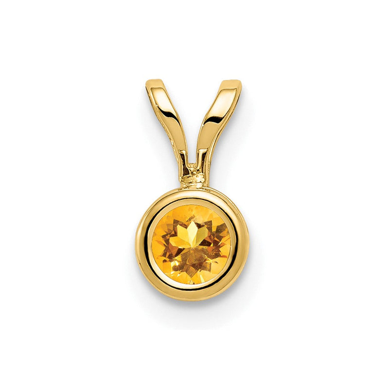 14K Gelbgold Citrin-Anhänger, 4 mm, mit Zargenfassung