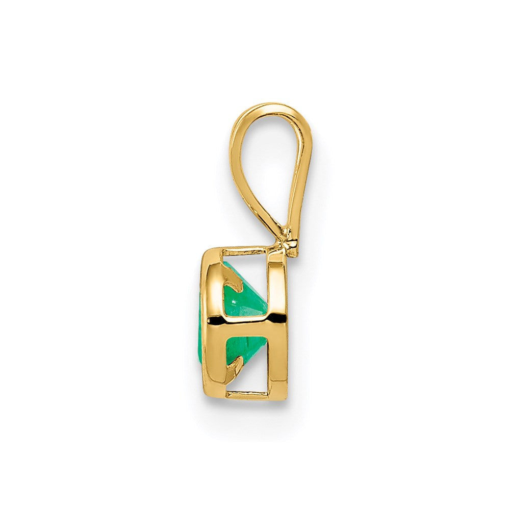 14K Gelbgold 4mm Smaragd Anhänger mit Zargenfassung
