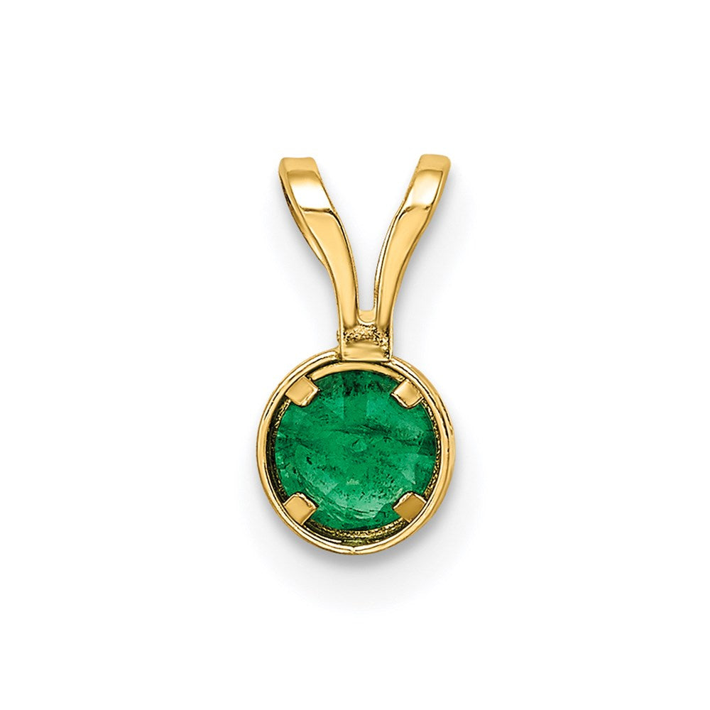 14K Gelbgold 4mm Smaragd Anhänger mit Zargenfassung