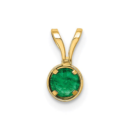 14K Gelbgold 4mm Smaragd Anhänger mit Zargenfassung