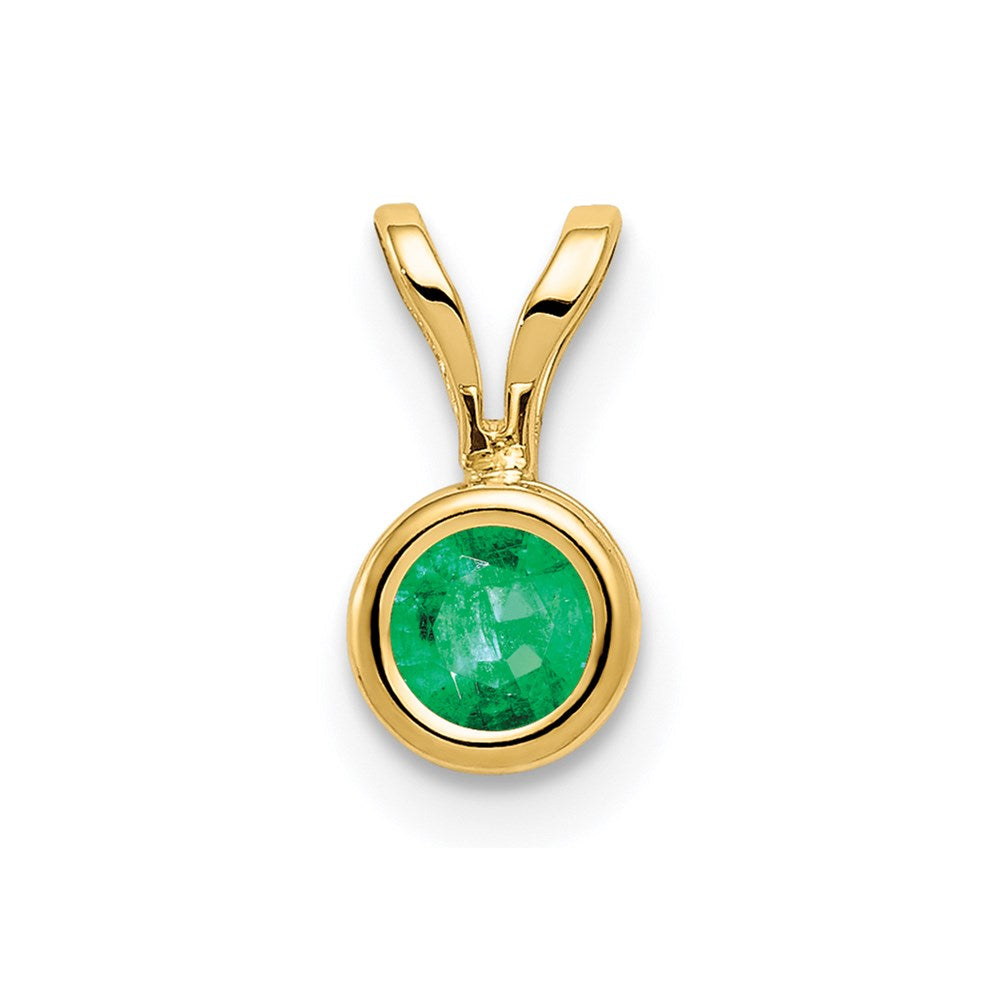 14K Gelbgold 4mm Smaragd Anhänger mit Zargenfassung
