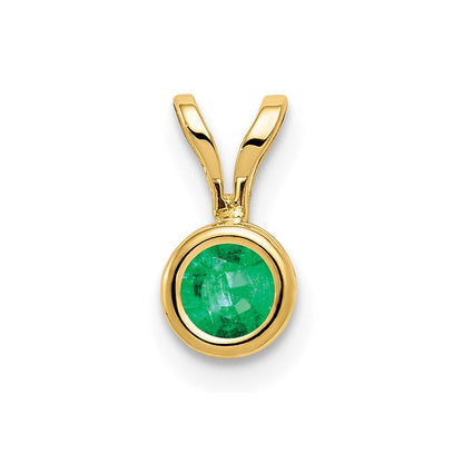 14K Gelbgold 4mm Smaragd Anhänger mit Zargenfassung
