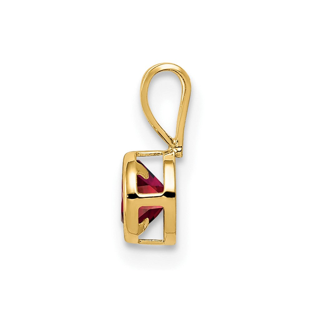 14K Gelbgold Anhänger mit Granat, 4 mm, Zargenfassung